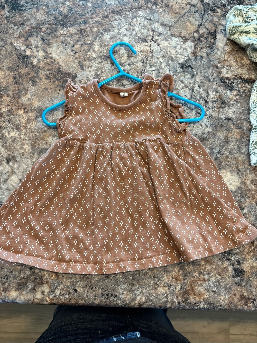 Toddler Brown Floral Dot Ruffle Sleeve Dress